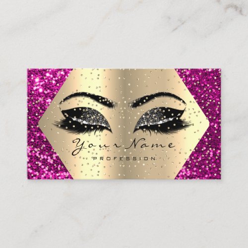 Gold Glitter Makeup Artist Lash Brow Pink Rose Business Card