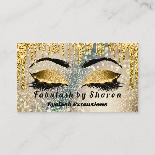 Gold Glitter  Makeup Artist Lashes Holograph Glam Business Card