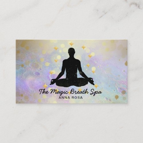 Gold Glitter Man Yoga Meditation  Mindfulness Business Card