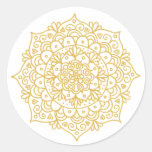 Gold Glitter Mandala Flower Classic Round Sticker