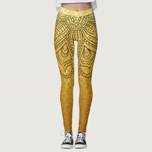 Gold Glitter Mandala Leggings