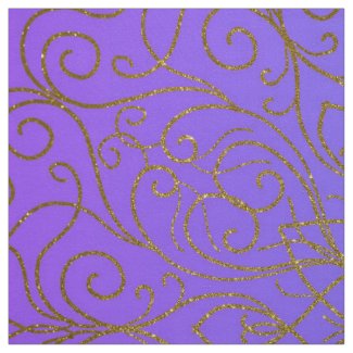Gold Glitter Mandala On Purple To Blue Gradient Fabric
