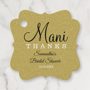 Gold Glitter Mani Thanks Bridal Shower Favor Tags