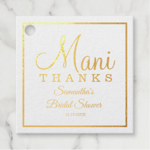 Gold Glitter Mani Thanks Bridal Shower Foil Favor Tags