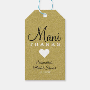 Gold Glitter Mani Thanks Bridal Shower Gift Tags