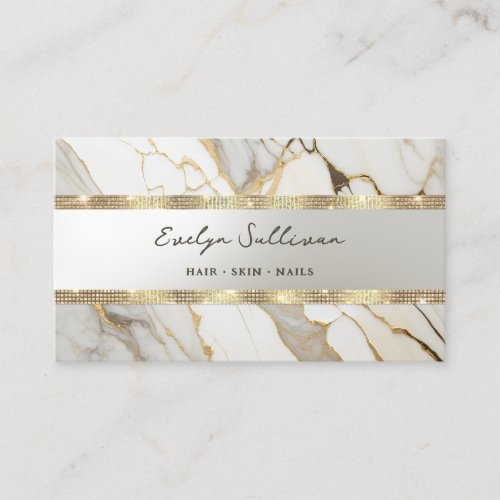 gold glitter marble business card