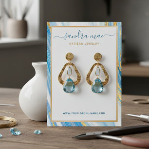 Gold Glitter Marble Earring Jewelry Display Card