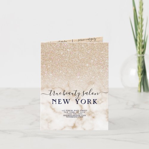 Gold Glitter Marble Gradient Salon Price List Note Card