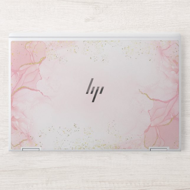 Gold Glitter marble Hp laptop skin (Front)