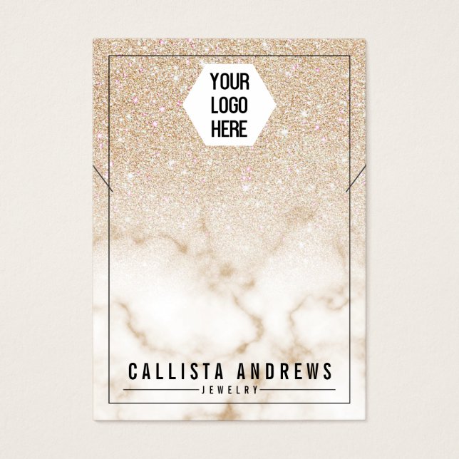 Gold Glitter Marble Ombre Logo Necklace Display (Front)