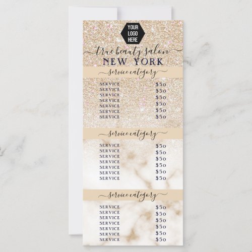 Gold Glitter Marble Ombre Logo Salon Price List