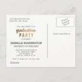 Gold Glitter & Marble Photo Graduation Party Invitation Postcard (Back)