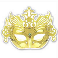 Gold Glitter Mardi Gras Mask Sticker