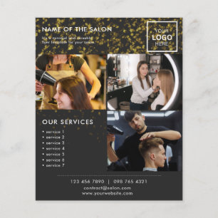 Gold Glitter Marketing Photo Flyer for Salon
