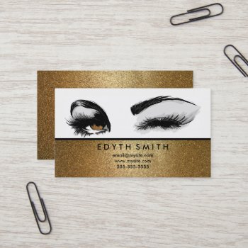 Gold Glitter Mascara Or Eyelashes Business Card by Creativemix at Zazzle