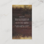 Gold Glitter Mason Jar Lights Rustic Country Wood Business Card (Back)