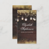 Gold Glitter Mason Jar Lights Rustic Country Wood Business Card (Front/Back)