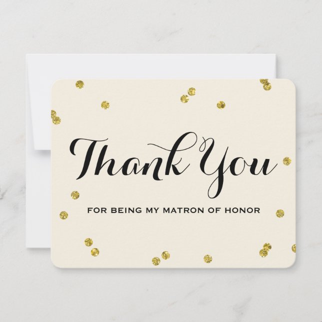 Gold Glitter | Matron Honor Thank You Cards (Front)