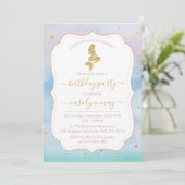 Gold Glitter Mermaid Birthday Party Invitation (Standing Front)