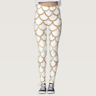 Gold Glitter Mermaid Scales Leggings