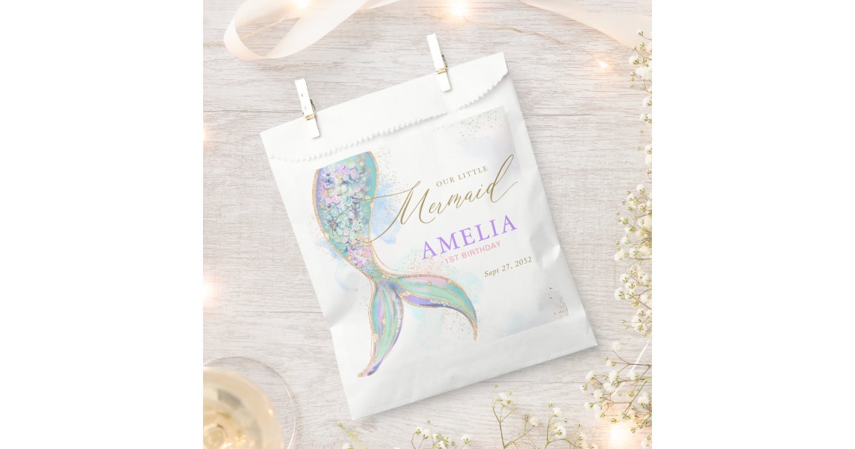 Gold Glitter Mermaid Tail Under the Sea Birthday Favor Bag | Zazzle