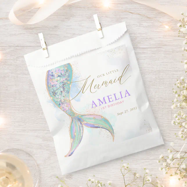 Gold Glitter Mermaid Tail Under the Sea Birthday Favor Bag | Zazzle