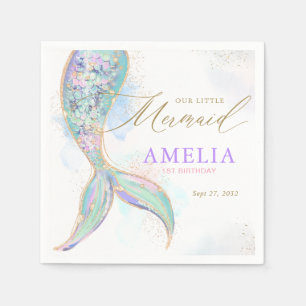 Gold Glitter Mermaid Tail Under the Sea Birthday Napkins