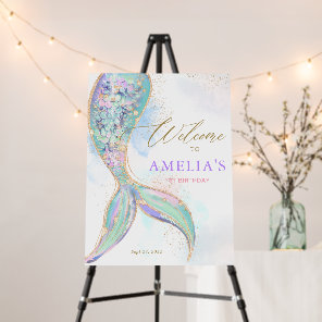 Gold Glitter Mermaid Tail Under the Sea Welcome Foam Board