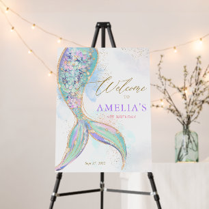 Gold Glitter Mermaid Tail Under the Sea Welcome Foam Board