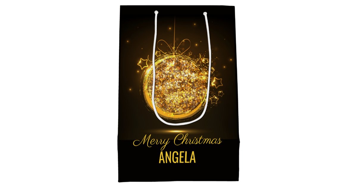 Gold Glitter Christmas Ornament Elegant Dark Brown Wrapping Paper | Zazzle