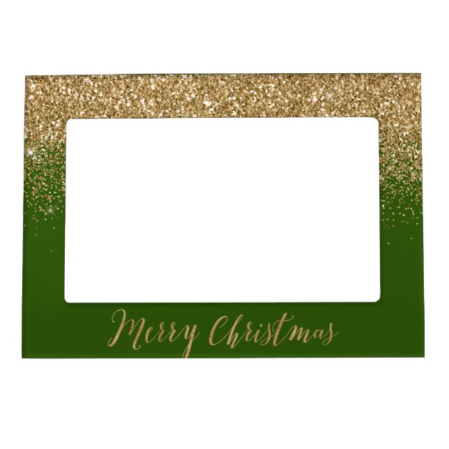Gold Glitter Merry Christmas Magnetic Frame (Front)