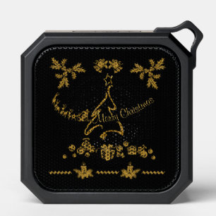Gold Glitter Merry Christmas, Santa Claus Bluetooth Speaker