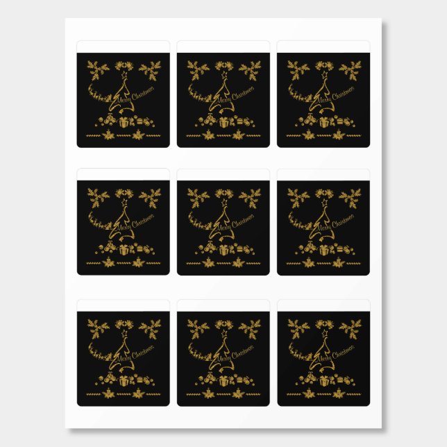 Gold Glitter Merry Christmas, Santa Claus Breath Savers® Mints (Sticker Sheet)