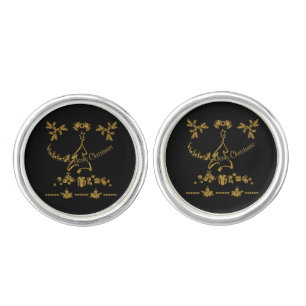 Gold Glitter Merry Christmas, Santa Claus Cufflinks