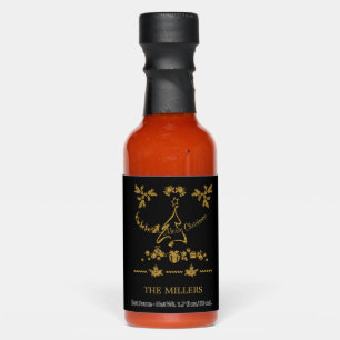 Gold Glitter Merry Christmas, Santa Claus Hot Sauces