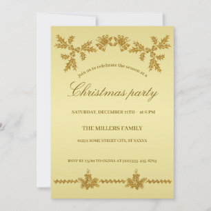 Gold Glitter Merry Christmas, Santa Claus on gold Invitation