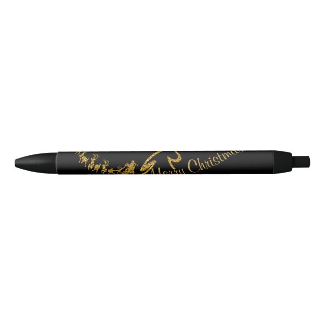 Gold Glitter Merry Christmas, Santa Claus Pen (Front)