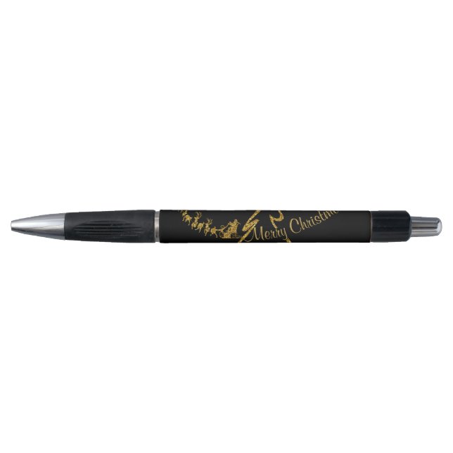 Gold Glitter Merry Christmas, Santa Claus Pen (Front)
