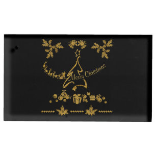 Gold Glitter Merry Christmas, Santa Claus Place Card Holder