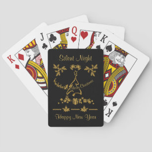 Gold Glitter Merry Christmas, Santa Claus Poker Cards