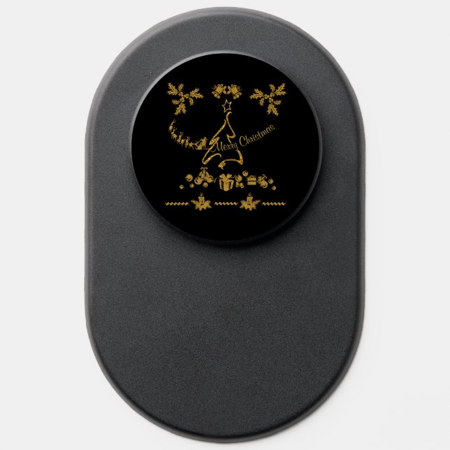 Gold Glitter Merry Christmas, Santa Claus PopSocket (Popsocket)