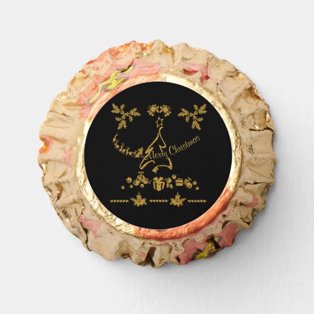 Gold Glitter Merry Christmas, Santa Claus Reese's Peanut Butter Cups (Front)