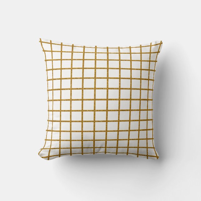 Gold Glitter Mesh Throw Pillow (Front)