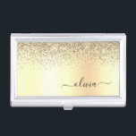 Gold Glitter Metal Monogram Glam Name Business Card Case<br><div class="desc">Gold Faux Foil Metallic Sparkle Glitter Brushed Metal Monogram Name Business Card Holder. This makes the perfect sweet 16 birthday,  wedding,  bridal shower,  anniversary,  baby shower or bachelorette party gift for someone that loves glam luxury and chic styles.</div>