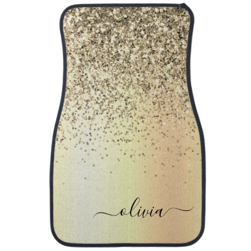 Gold Glitter Metal Monogram Glam Name Car Floor Ma Car Floor Mat