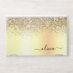 Gold Glitter Metal Monogram Glam Name HP Laptop Skin