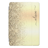 Gold Glitter Metal Monogram Glam Name iPad Pro Cover (Front)