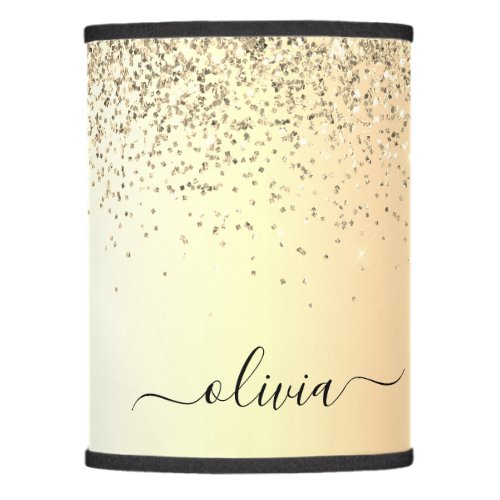 Gold Glitter Metal Monogram Glam Name Lamp Shade