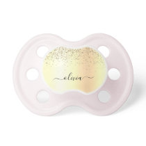 Gold Glitter Metal Monogram Glam Name Pacifier