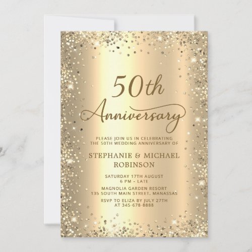 Gold Glitter Metallic 50th Wedding Anniversary